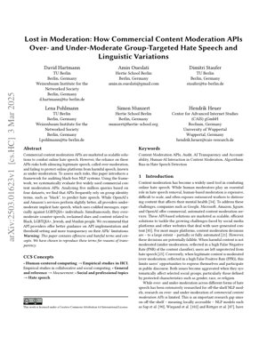 PDF Document Cover - Audit of Commercial Content Moderation APIs: Over- and Under-Moderation of Group-Targeted Hate Speech