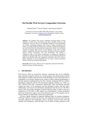 PDF Document Cover - Analysis of Syntactic Web Services Composition Networks Using Similarity Metrics