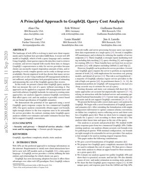 PDF Document Cover - A Principled Approach to GraphQL Query Cost Analysis