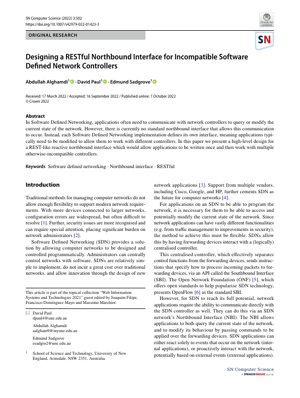 PDF Document Cover - Designing RESTful Northbound Interface for SDN Controllers