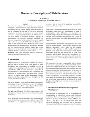 PDF Document Cover - Semantic Description of Web Services: Classification and Analysis