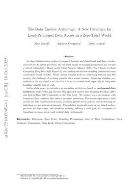 PDF Document Cover - The Data Enclave Advantage: A New Paradigm for Least-Privileged Data Access